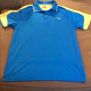 Blue and yellow Puma golf shirt, size L